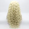 Iwona Hair locky Lang weißes Licht blonde Mischung Perücke 181001613 Halbhand gebundene hitzebeständige synthetische Spitzen -Spitzen -Vorder -Wig2439621