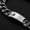 Punk Tasarım Serin Vintage Siyah 316L Paslanmaz Çelik Curb Link zinciri Bilezik Erkekler Takı için en iyi hediyeler 8.66 ''