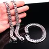Men's Heavy Jewelry Set Stainless steel 12mm Double Link Curb Chain 60cm Necklace + 22cm Bracelet with Retro Clasp