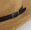 Sombreros de vaquero para hombre con trenza de paja con hebilla Sombrero para hombre americano occidental Sombreros de playa para dama Caqui sólido