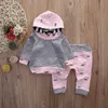 Vestiti rosa per neonata Cute Smile Cloud Bebes Top con cappuccio Pant 2 pezzi Autunno Inverno Suit Set di abbigliamento per bambini