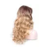 WoodFestival long curly gold ombre wig wavy women synthetic wigs with bangs rose network fiber hair medium length4727907