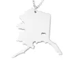 Wholesale fashion Alaska State Charm Necklace, 18K Rose Gold AK State Card Necklaces, The State Shaped Necklace With A Heart