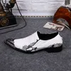 Weihnachtsfeier Chaussure Homme Weiß Schlangenmuster Metallkappe Oxford Schuhe Für Männer Kleid Schuhe zapatos ItalianFormale Schuhe Hochzeit