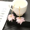 Yeni Kişilik Katmanlı Yaprakları Çiçek Bırak Küpe Kadınlar Takı için Moda Akrilik Lotus Uzun Püskül Dangle Küpe