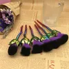 Makeup Brush 6 Pcs / Set Rose Flower Makeup Brush Set Plating Metal Spiral Handle Makeup Brush 5 Kinds Of Color