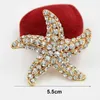 Impresionante Diamante Estrella de mar Broche Cristales de calidad superior Broche de estrella Alfileres Mujeres Fiesta Elegante Ramo Alfileres Ramillete