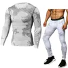 남자 피트니스 의류 스포츠 체육관 위장 t 셔츠 남성용 운동 의류를위한 긴 슬리브 압축 셔츠