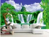 Blue Sky White Cloud Falls Pine Bamboo Landscape Mural 3D Wallpaper TV 배경을위한 3D 벽지에 오신 것을 환영합니다.