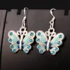 Emalia Rhinestone Butterfly Dangle Chandelier Kolczyki 925 Silver Fish Ear Hook 21 ptasie / lot 7 Kolory Biżuteria E1559 22x37mm