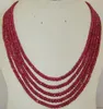Darmowa wysyłka *** gorący oszałamiający 5-rzędowy 2x4 mm naturalny faceted Red Ruby Abacus Beads Naszyjnik