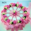 Party Decoration Cake Shape Paper Candy Box med Flower Bowknot Ribbon för romantiska bröllop favoriserar presentkartonger innehavare