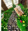 Foto individuell angepasste, wasserfeste Tapete mit Blumen und Grasland-Naturboden für die Badezimmerwand