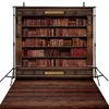 Vintage Bookshelf Books Backdrop Photography School Bookcase Kids Children Photographic Background Wooden Floor Studio Photo Booth Props