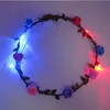 LED Flashing Rose Flower Festival Headband Veil Party Halloween Christmas Wedding Light-Up Floral Garland Hairband Daughter Best Gift