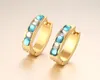 Fashion Blue Stone Earrings for Women Stainless Steel Gold Plated Women Hoop Earrings Jewelry