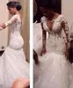 Sereia sexy See através de vestidos de noiva de renda vintage vestido de noiva árabe 2017 Mangas compridas Vestido de noiva barato6294645