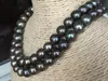 NEUE FEINE PERLE SCHMUCK atemberaubende 10-11mm ral runde schwarz grüne mehrfarbige Perlenkette 38 "14k