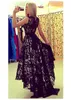 Jewel Scollo con scollo nero in pizzo senza maniche in pizzo con abiti da ballo con telaio abito da sera vestidos de formattura longo