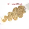 100Strands / set micro ring loop hårförlängningar kroppsvåg 1g / sträng # 1b svart # 8 brun # 613 blond röd mer färg mänskligt hår