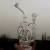 Oil Rigs Recycler water pipe High quality HourGlass bong Hybrid Two function Hand make glass art built in claim catchers joint 14.4mm