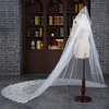 1 개의 층 백색 결혼식 베일 350 CM 자유로운 빗을 가진 Appliqued 가장자리 레이스 아이보리 신부 베일 대성당 베일
