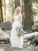 Modest Western Country Wedding Dresses Lace V Neck Half Sleeves Long Bohemian Bridal Gowns Plus Size Robe de mariée