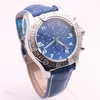 DHgate selected store watches men seawolf chrono blue dial blue leather belt watch quartz watch mens dress watches2641