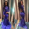 Sexy 2017 Real Photos Long Sleeve Mermaid Prom Dresses Long Modest Backless Lace Applique Formal Evening Gowns Custom Made EN121712