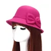 Outono Inverno Faux Mulheres de Lã Top Chapéus Moda Feminina Balde Chapéus com Bowknot Princesa Chapéu Feminino Cúpula Cap GH-37