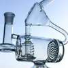 Unikt glas Bong Hookahs Clear Water Pipe Recycler DAB Rig Comb och Inline Perc Percolator Oil Rigs 14mm Joint Bongs med skål