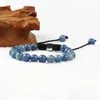 Wholesale bracelets de Shambhala 8mm Natural Tiger Eye, Lapis Lazuli, Vert clair et bleu Venturine Perles de pierre avec bracelet carré argenté