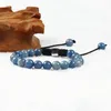 Ganze Shambhala-Armbänder, 8 mm, natürliche Tigerauge, Lapislazuli, hellgrüne und blaue Aventurin-Steinperlen mit quadratischem Silber 329S