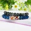 Top Kwaliteit Heren Chakra Armband Hele 8mm Mix Verwering en Zwarte Onyx Steen Kralen Armbanden Voor GIft224k