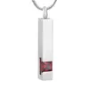 IJD9786 Cylinder 316L Stainless Steel Cremation Pendant Necklace Crystal Inlay Ashes Keepsake Urn Memory Necklace Pendant only302y