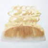 뜨거운 판매 613 전체 금발 브라질 레미 인간의 머리카락 레이스 정면 폐쇄 무료 부품 바디 웨이브 13x4 표백 매듭 아기 머리카락