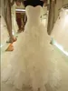 Real Image Wedding Dresses High Quality Ruched Top Sweetheart Neck Sleeveless Ruffles Skirt Lace-up Corset Back Organza Bridal Gowns Custom