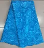 Boa aparência azul royal tecido de renda líquida francesa com teste padrão de flor africano malha de renda para a festa de vestir BN39-7,5 jardas / pc