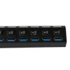 Freeshipping 7 portar USB 3.0 HUB Splitter LED Light Adapter Laddningsportelektronik 5Gbps UK-kontakt