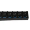 Freeshipping 7 Ports USB 3.0 Hub Splitter LED-Lichtadapter Ladeanschluss Elektronischer Schalter 5 Gbit/s UK-Stecker