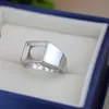 925 Ring de boda de moda de plata esterlina 9x11 mm Princess Cabochon Semi Mount Men Configuración de anillo de plata fina Joyería1914344