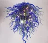 Tuberías de vidrio retorcido lámparas colgantes grandes araña azul de lámpara de ahorro de energía LED inspirado a la mano lana de vidrio soplado a mano lr091