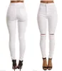 jeans moda a vita alta donna Femme Stretch pantaloni a matita bianchi neri denim con tasche skinny strappate per donna