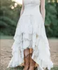 Кружева высокая низкая страна свадебные платья 2020 плюс размер с многоуровневой юбкой и оружием назад настоящие свадебные платья ручной работы Vestidos de Novia
