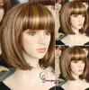 Free Shipping>>>new Fashion Women Ladies Bob Brown Gold Mixed Short Natural Hair Wigs