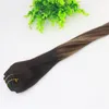 8a 7 sztuki 120gram Clip in Human Hair Extensions Balayage Dark Brown Najważniejsze podkreśla Brazylijskie ludzkie Remy Włosy Dziewica