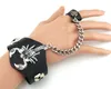 New Arrival Punk Scorpion Skull Leather Wide Bracelet with Ring for Men Jewelry Very Cool Fashion