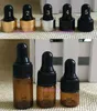 Toptan 1ml 2ml 3ml Cam Damlalı Şişeler Mini Amber E Sıvı Konteyner