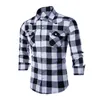 Whole-Mens Fashion Causal Plaid Check Camicie Manica lunga Colletto rovesciato Slim Fit Camicie moda Top Nero Rosso Bianco XXL2212