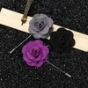 Boyute 20pcs 22色の手作りのラペルCamellia Flower Pin女性男性Brooch Pin Wedding Boutonniere Fashion Jewelry276n